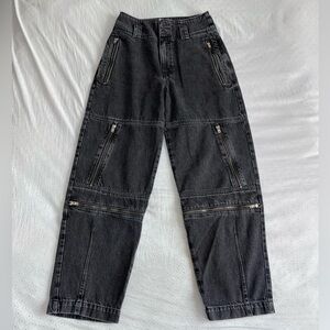 NEW FREE PEOPLE x ETICA DOYLE ZIPPER BIKE BARREL JEAN PANT BLACK WOMENS 26